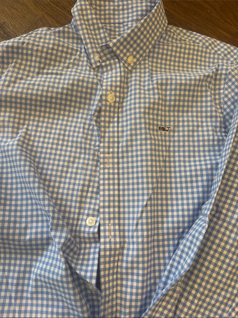 Vineyard Vines boys Blue Gingham Button-Down Shirt